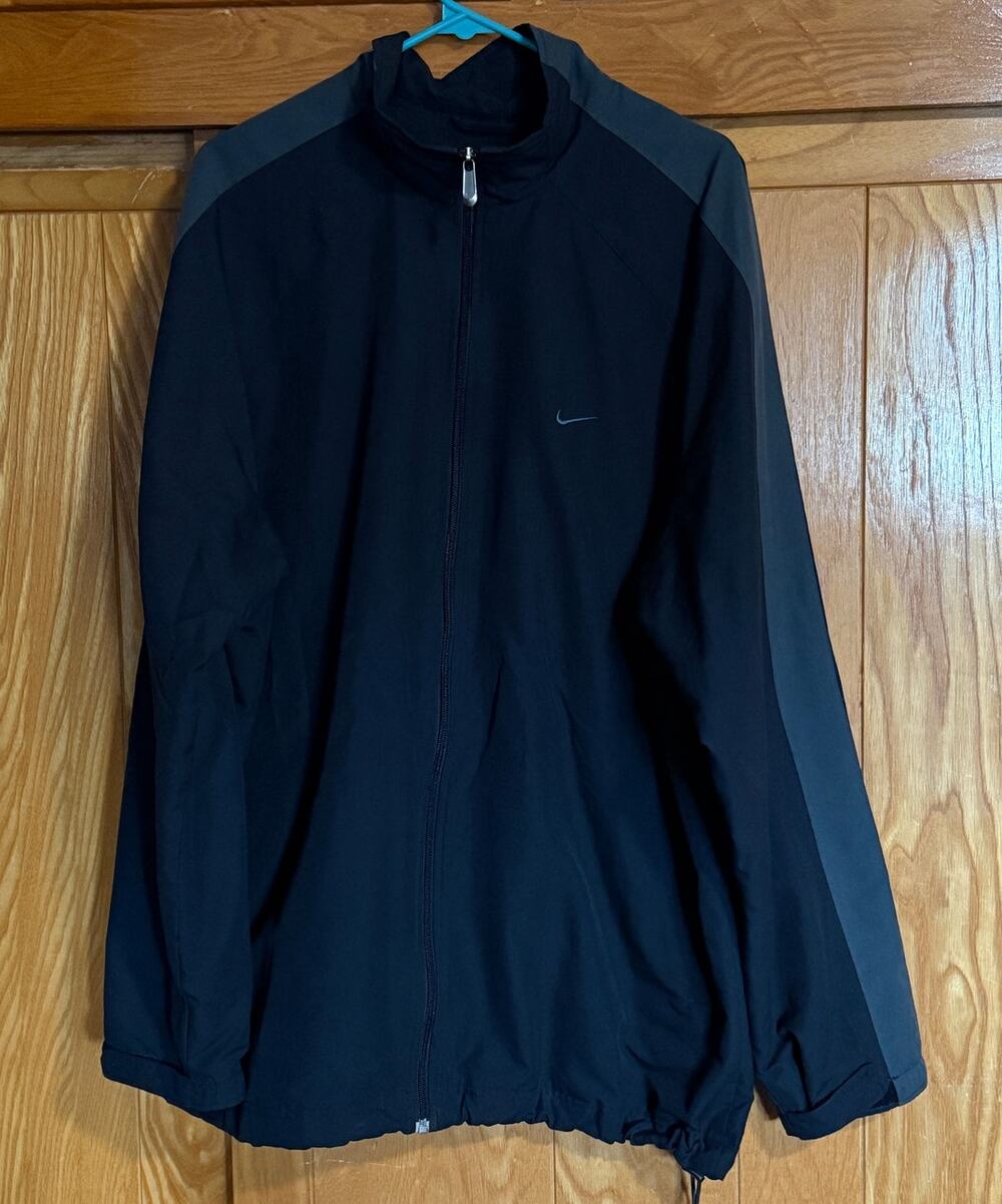 Vintage Nike Full-Zip Track Jacket / Windbreaker Black Grey XL